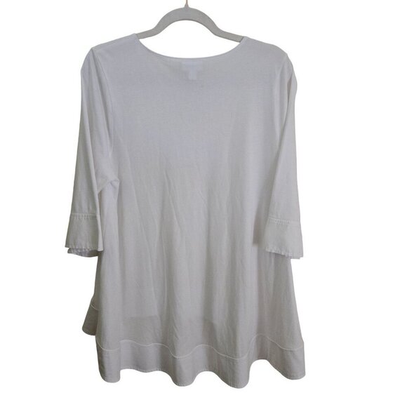 Christian Siriano For J.Jill Mixed-Media Tee Lagonlook White Tunic Size Lp - Picture 3 of 11
